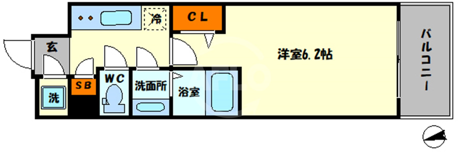 エスリード天神橋筋六丁目の間取り|エスリード天神橋筋六丁目　開放感のある間取り