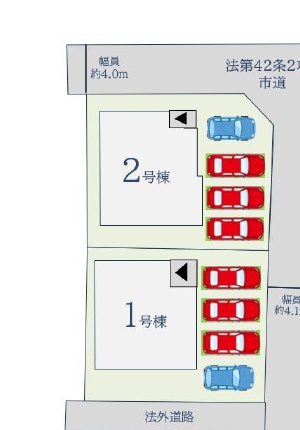 佐賀市北川副町大字光法1期2区画 2号棟の区画図