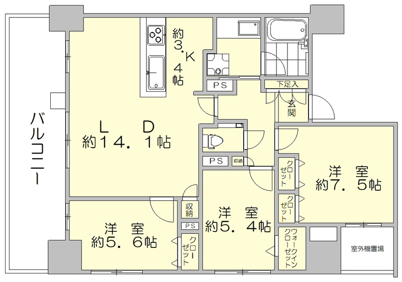 ゼクシオン博多の間取り|使いやすい間取りです。