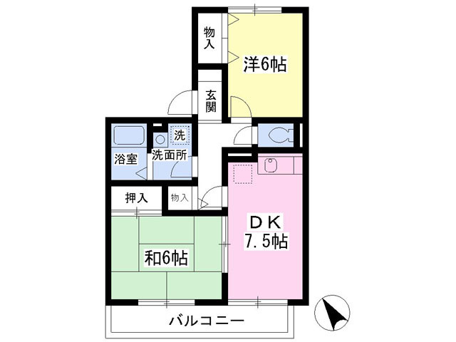 48.9平米　人気の角部屋！２ＤＫ！
