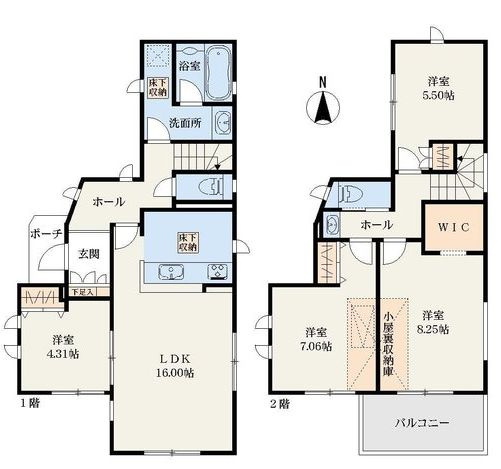 茅ヶ崎市香川3丁目　新築戸建ての間取り|間取図「茅ヶ崎市香川3丁目新築戸建て」