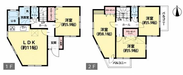 横浜市磯子区磯子７丁目の中古一戸建の間取り