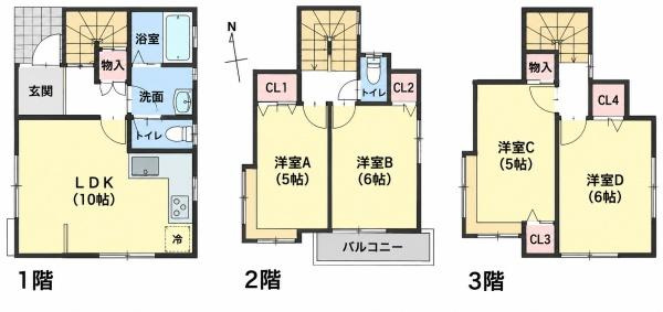 横浜市戸塚区下倉田町の中古一戸建の間取り