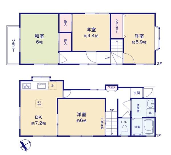横浜市戸塚区上矢部町の中古一戸建の間取り