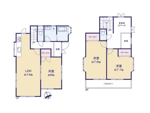 横浜市港南区上永谷２丁目の中古一戸建の間取り