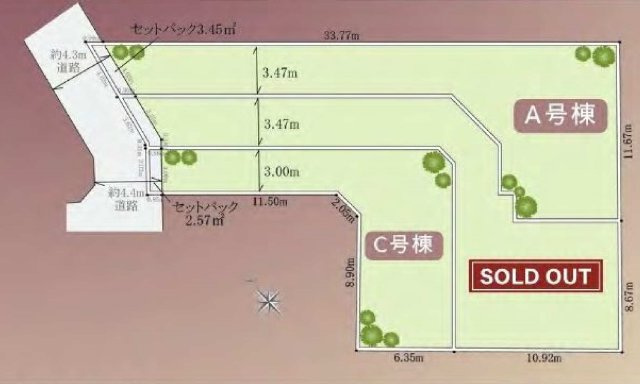 【横浜市南区永田北2丁目6-8全3棟新築戸建て】★仲介手数料無料★（永田小学校・永田中学校）の区画図