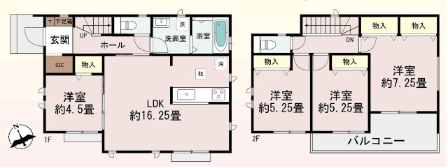 新築　前橋市三俣町3丁目32番　Heartful　Town　A号棟の間取り|建物面積94.81㎡　全居室南向き♪シューズインクローク・各部屋収納付きで便利です！二部屋分のバルコニーはお洗濯物が沢山干せます◎
						
