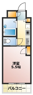 【間取り】 | バス・トイレ別！オートロック付き1K！