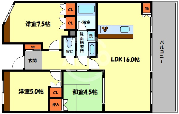 CITY SPIRE夕陽丘の間取り|CITY SPIRE夕陽丘　間取り