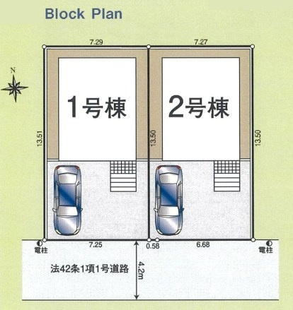 仲介手数料無料　クレイドルガーデン所沢市所沢新町第５・新築全2棟の区画図