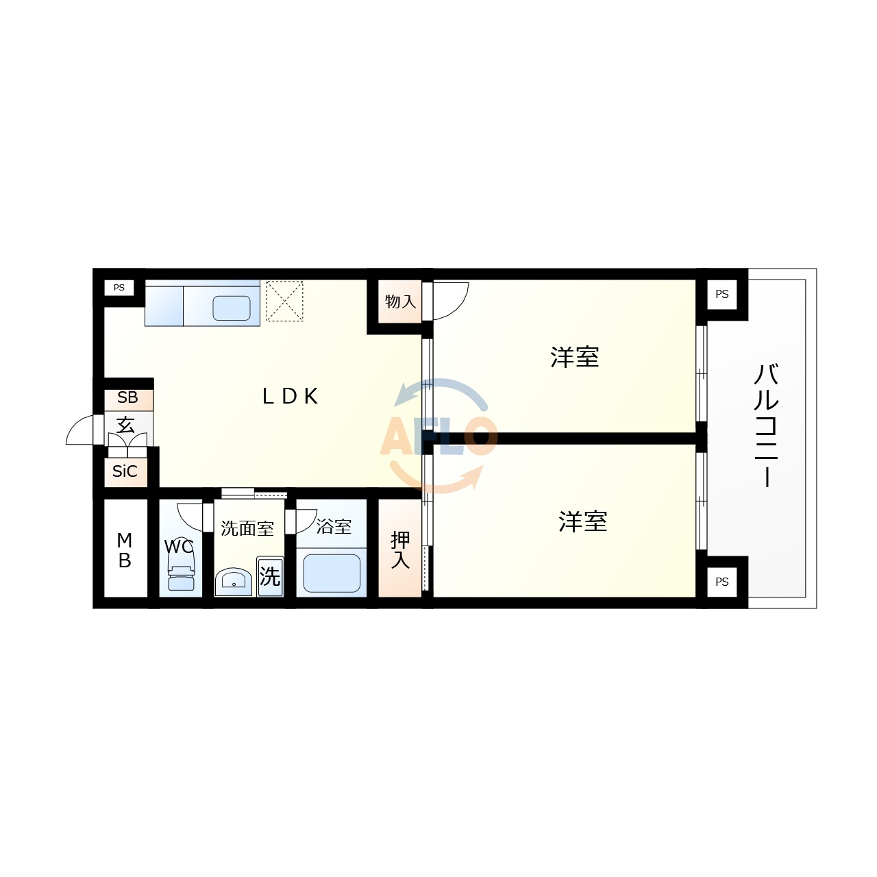 幸田マンション　真田山小学校区の間取り|幸田マンション　間取り