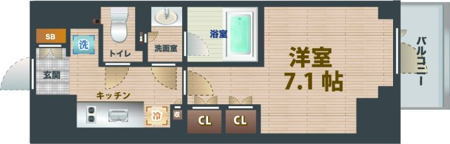 【間取り】 | ザ・パークハビオ中野富士見町ガーデン | 1Kのお部屋です。
