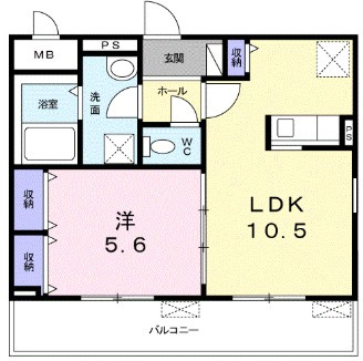 【間取り】 | ミルティーユＡ | １ＬＤＫのお部屋です！