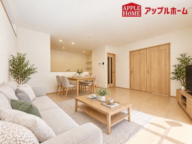 さいたま市西区プラザ620番の居間・リビング|大空間リビングは毎日家族が笑顔で生活する空間であるリビング。広さと明るさには拘ってほしい空間です。