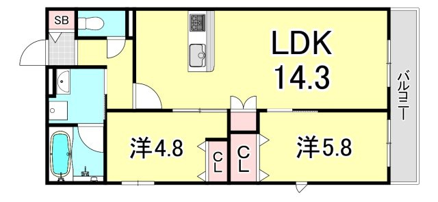 ＨＥＢＥＬ　ＭＡＩＳＯＮ　甲東園の間取り