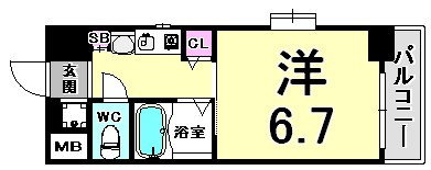 エステムコート神戸ハーバーランド前Ⅱの間取り