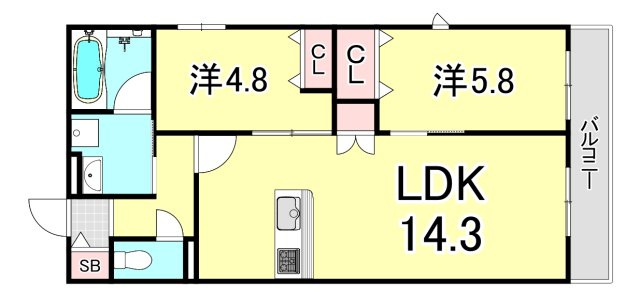 ＨＥＢＥＬ　ＭＡＩＳＯＮ　甲東園の間取り