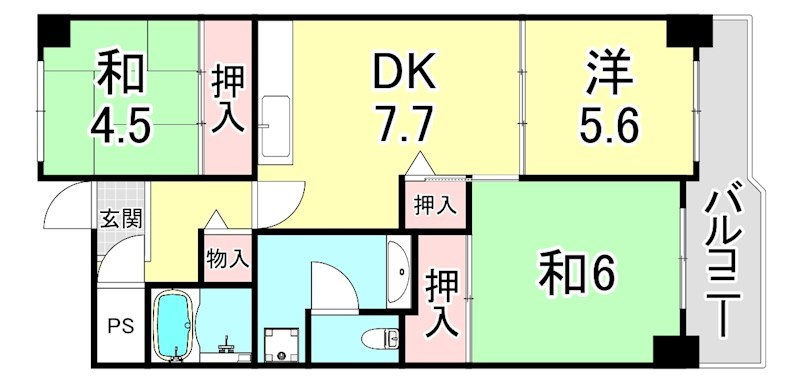 UR武庫川 4号棟の間取り