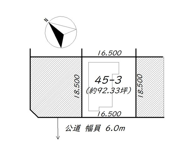 美原3丁目　92坪　南西向き　売土地の区画図