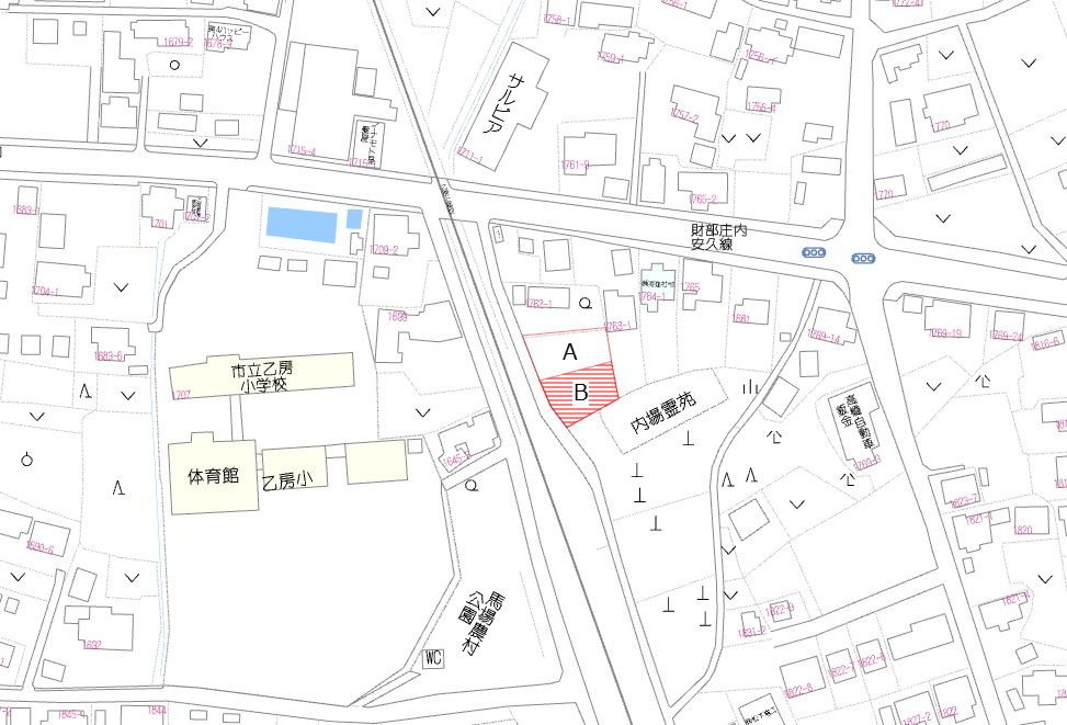 都城市乙房町の売地の土地図