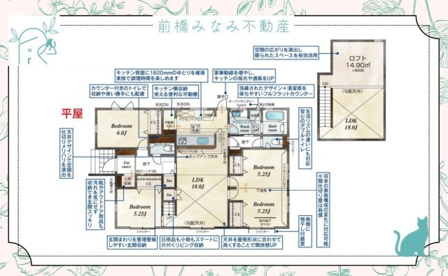 【新築平屋】藤岡市藤岡　８号棟(全８棟)　ブルーミングガーデン　新築建売分譲の間取り