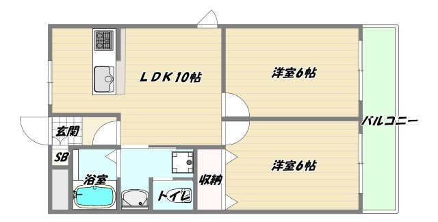 大阪市東淀川区豊里７丁目の賃貸マンションの間取り