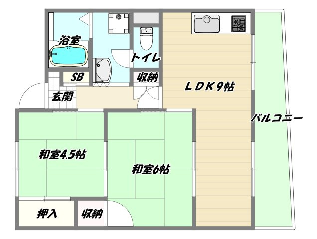 大阪市東淀川区豊新４丁目の賃貸マンションの間取り