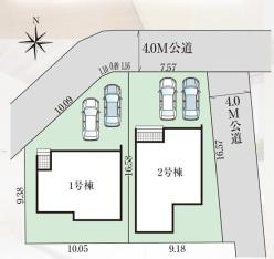 久喜市栗橋東9期　新築一戸建て　01　グラファーレの区画図|全2棟