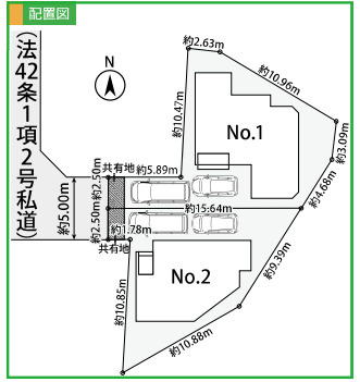 藤沢市本藤沢2丁目3期　新築戸建　全2棟1号棟の区画図