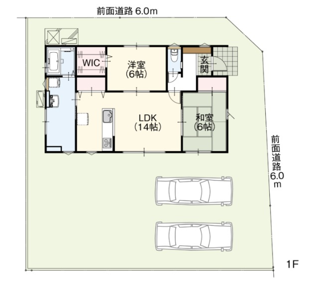 筑西市八丁台の間取り|〇2LDK〇
全居室6帖以上！
ゆったり和室付き♪