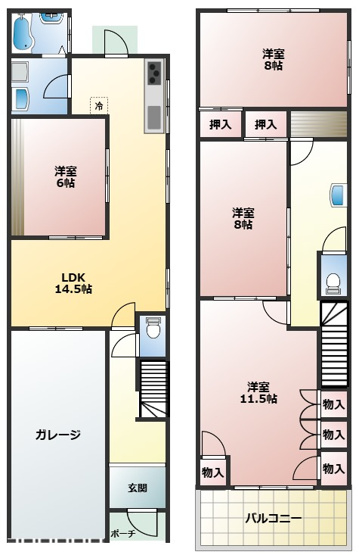 【間取り】 | 浪打町２－１９戸建賃貸