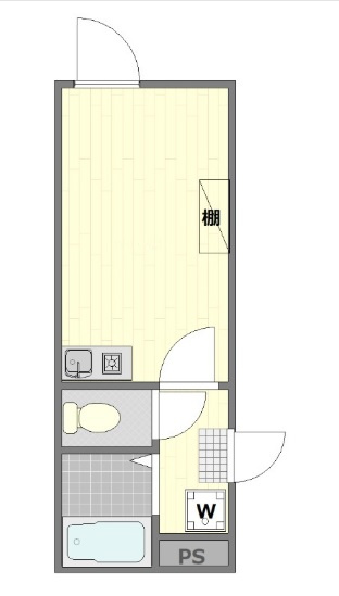 Well-being羽田（ウェルビーイングの間取り|洋室4.8帖の1Rバストイレ別
