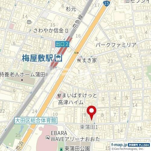 大田区東蒲田１丁目の賃貸マンションの地図
