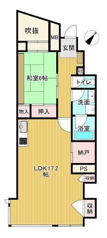 海・花火が楽しめるリフォーム済みマンション　サンライフ伊東の間取り|1LDKの間取りです