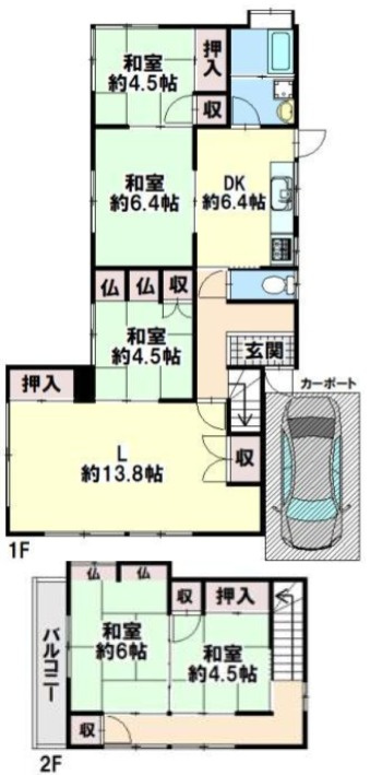 姫路市夢前町山冨の中古一戸建の間取り