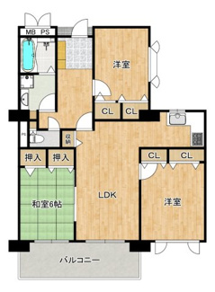 【間取り】 | 帝塚山ガーデンズ | 南東角部屋！陽光たっぷり降りそそぐ明るいお住まいです。どのお部屋も、採光良好な風通しの良い快適な空間となっております！