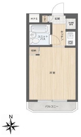 【間取り】 | エヴェナール赤羽 | 洗濯機置場も室内のワンルームです。