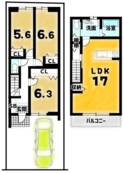 嵯峨折戸町の間取り