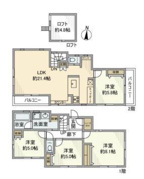 中井戸建の間取り