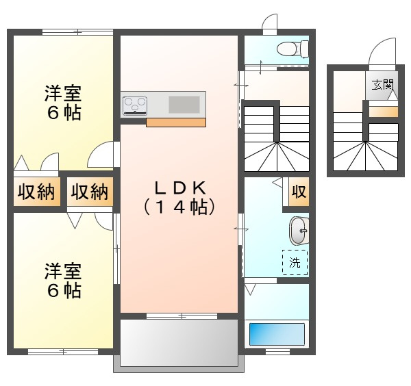 フロイデ万倍　Ｅの間取り