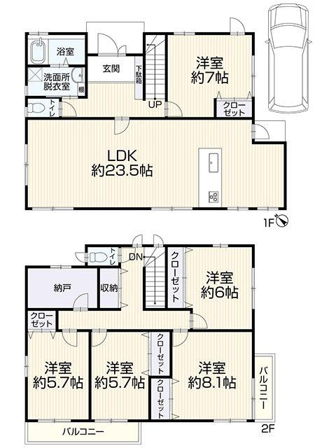 明石市魚住町金ケ崎　中古戸建の間取り|5SLDKです。