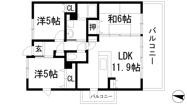 【間取り】 | グリーンヒルズ仁川4号棟