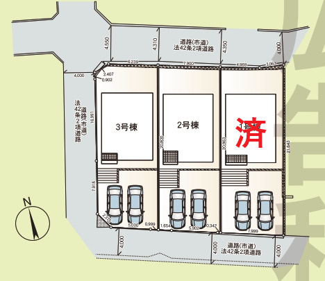 豊見城市饒波　第1（全3棟）の区画図|2・3号棟
