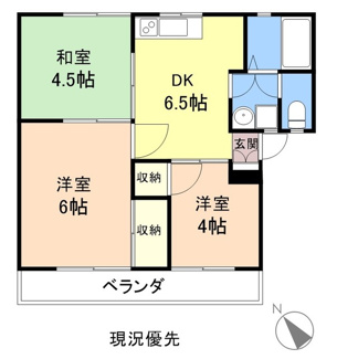 【間取り】 | コーポ飛鳥B | 3DK