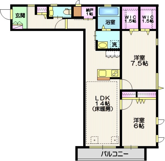 Ｄｕｅ　Ｗｅｓｔ　Ａｚａｂｕ　Ｈｏｕｓｅの間取り|★角部屋２面採光★