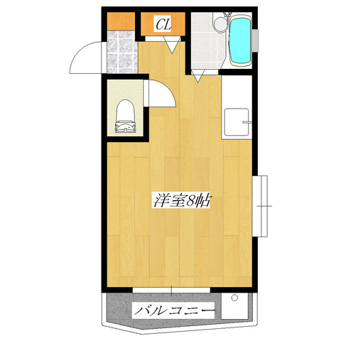 プチ　マルシェ　エグロの間取り|単身者には十分な設備！２０㎡のゆったりワンルームですよ♪
