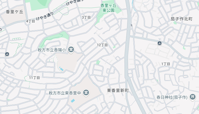 ■枚方市香里ケ丘　第5期　新築一戸建ての地図
