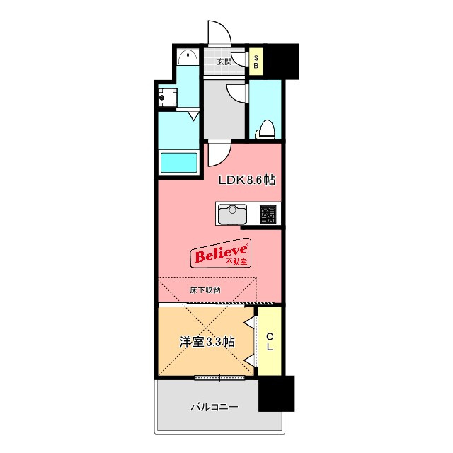 Riz Grande花畑駅前の間取り|使い勝手の良い間取りです♪