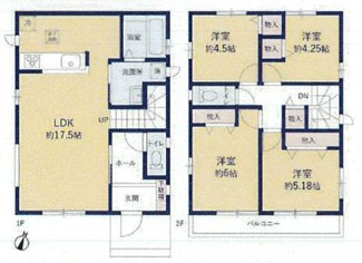【間取り】 | 中央区光が丘2丁目 A号棟 | 4LDK　都市ガス　掃き出し窓シャッター付　玄関ドアスマートキー