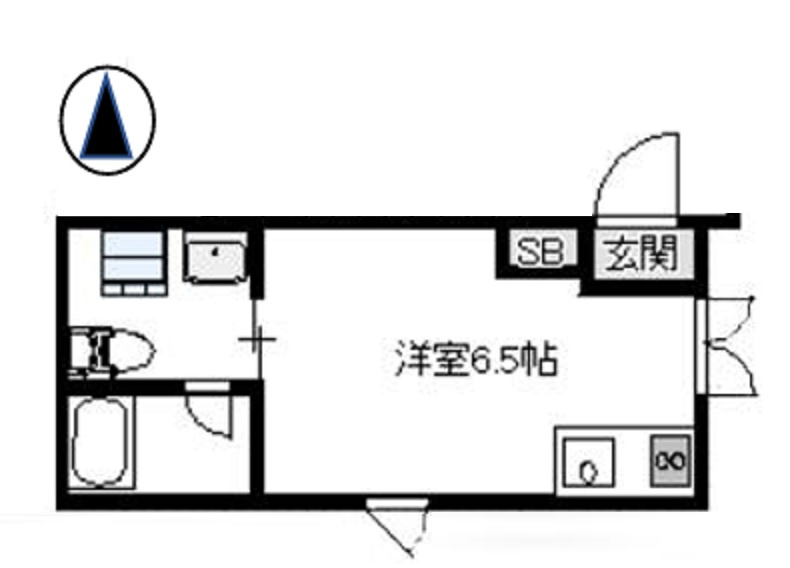 ゴールドレジデンシア多摩川の間取り|南東角部屋2面採光洋室6.5帖の1Rバストイレ別独立洗面台！
